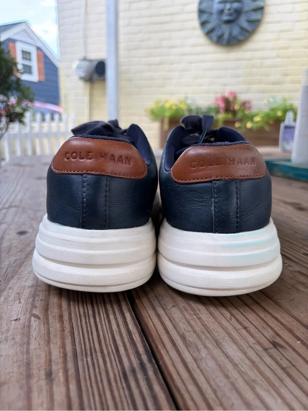 Cole Haan Men's Navy Leather Sneakers with White Sole